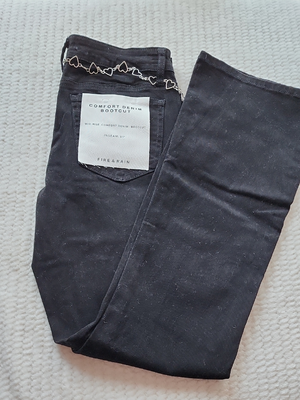 Fire & Rain Stylish Black Jeans with Chain Detail Brand New